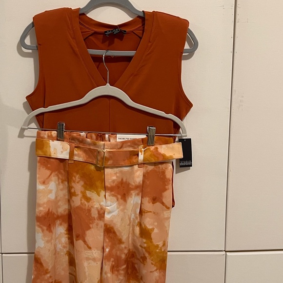 13. SP And 14. M/M Studio Badgley Mischka dark Orange bodysuit, shoulder pads - Picture 10 of 16